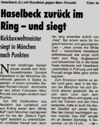 Haselbeck zur�ck im Ring